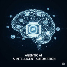 Abstract blue AI circuit illustration