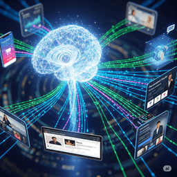 Chatbot and customer in blue vector style