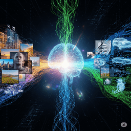 Creative robot writing/painting illustration